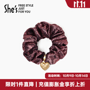 She's茜子發(fā)飾心形發(fā)圈大腸圈頭花頭繩馬尾皮筋綁頭發(fā)繩頭飾生日禮物女 星塵酒紅A0（加寬細(xì)閃款）