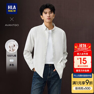 HLA海瀾之家長(zhǎng)袖襯衫男秋季25純棉經(jīng)典豎條紋休閑襯衣男