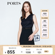 PORTS寶姿 新品 女裝優(yōu)雅無袖V領(lǐng)流蘇連衣裙LN8D123KWB008 黑色 XS (2)