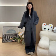 芙本凈【口袋連帽】2025爆款針織開(kāi)衫高級感慵懶風(fēng)中長(cháng)款毛衣外套女秋冬 【灰色】【韓系慵懶風(fēng)厚秋冬款內搭打底/別致絕 M