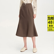 ZOCI紫淑女裝商場(chǎng)同款高腰魚(yú)尾半身裙女2025秋季新款純色裙子 胡桃綠 S