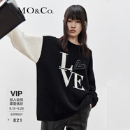 MO&Co.【綿羊毛×牦牛絨】春秋立體皮質(zhì)愛心章仔寬松落肩毛衣摩安珂 黑色-第1批 M 165