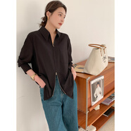 KSOEUR K姐自制 【寶藏襯衫】 消光防曬中空紗百搭單口袋襯衫女 黑色 S