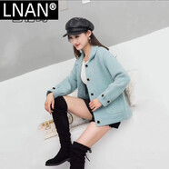 LNAN仿水貂毛外套女春秋新款韓版寬松百搭時(shí)尚小香風(fēng)針織開(kāi)衫短款上衣 綠色_【高品質(zhì)】 3XL _建議135-150斤