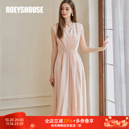 ROEYSHOUSE羅衣優(yōu)雅V領(lǐng)大擺連衣裙夏季新款淑女淺粉色褶皺無袖裙子10345 淺粉色 XL