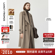 朗姿純羊毛冬季新款氣質(zhì)高級(jí)感通勤中長(zhǎng)款顯瘦毛呢外套上衣 深米色 XL