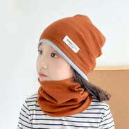 2025款兒童帽子男孩孩秋冬款寶寶純棉秋季冬季男童童堆堆帽 焦糖色 單個(gè)帽子（要圍脖）