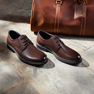 BASTO春男士皮鞋牛津鞋增高英倫風(fēng)商務(wù)正裝鞋新郎結婚鞋22043AM3 黑色_德比豎條紋款 38