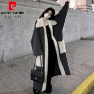 皮爾卡丹（pierre cardin）毛領(lǐng)過(guò)膝水貂絨毛衣開(kāi)衫外套女長(cháng)款秋冬新款寬松慵懶風(fēng)針織衫上衣 灰色 S (建議100斤內)