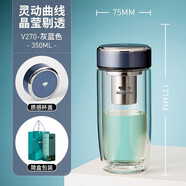 萬象（WANXIANG）雙層鵝蛋玻璃杯帶濾網(wǎng)防燙高顏值車載茶杯 201-300ml V270-灰藍色-350ml