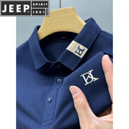 JEEP SPIRIT23夏新款純棉短袖t恤男士翻領(lǐng)休閑polo寬松爸爸短袖上衣潮 藏青 (短袖款POLO衫) 3XL 185