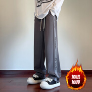 Foss Phil褲子男裝春秋季休閑褲潮牌潮流條紋寬松衛運動(dòng)直筒長(cháng)褲男士青少年 ZX-ZXJRK510深灰色 2XL (150斤-165斤)