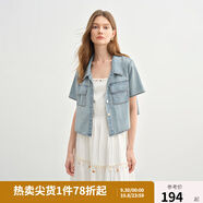 獨束大碼女裝假日波嬉吊帶連衣裙短袖牛仔套裝長(cháng)裙子夏季出游出片 淺牛仔藍（牛仔外套） XL （尺碼：3）