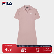 FILA 斐樂官方女子針織連衣裙時尚修身POLO領(lǐng)短袖裙子 瓊脂粉-PK L (170) 88A