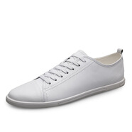 For WEll春夏真皮男板鞋潮流平底休閑鞋 白色 37