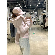 溫格芳毛絨絨雙面穿外套女秋冬季2025新款甜美慵懶風(fēng)加厚高級感保暖上衣 粉色 S