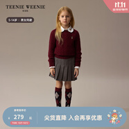 Teenie Weenie小熊童裝秋男女童經(jīng)典百搭休閑風(fēng)圓領(lǐng)羊毛毛衣 酒紅色 130 cm
