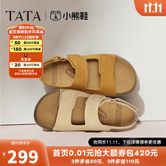 他她（TATA）復(fù)古勃肯鞋女秋季新款厚底沙灘鞋外穿拖鞋涼鞋男女同款 黃棕（涼鞋款） 38