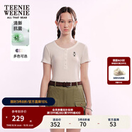 Teenie Weenie小熊女裝紫色短袖t恤2025新款潮流設(shè)計感亨利領(lǐng)上衣 象牙白 L