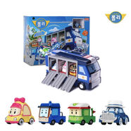 銀輝玩具（Silverlit）銀輝玩具變形警車(chē)珀利機器人POLI玩具車(chē)動(dòng)漫兒童玩具合金車(chē)男孩套 卡車(chē)總部+4合金車(chē) 合金材質(zhì)，不可變形