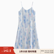 茵曼（INMAN）波西米亞吊帶油畫連衣裙女2025夏季新款度假裙子 藍(lán)色 S