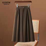GCRZW高檔咖色毛呢傘裙半身裙女秋冬季2025新款松緊赫本中長(cháng)款a字裙子 咖色 -毛呢 【高檔氣質(zhì)款】 M /27 建議95-105斤
