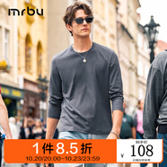 Mr.Bu布先生明星同款男士長(zhǎng)袖T恤春秋季小白T情侶內(nèi)搭打底衫純色衣服 圓領(lǐng)-銀河灰 S (165)