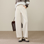逸陽(yáng)（ESE-Y）加絨鐮刀褲女2025年冬高腰寬松繭型休閑哈倫褲小個(gè)子 米白色 29
