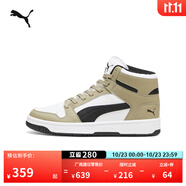 彪馬（PUMA）經(jīng)典復(fù)古籃球風(fēng)熊貓配色中幫板鞋男女REBOUND MID369573 橡樹棕-黑色-白-50 44