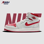 耐克（NIKE）【潮】Air Jordan aj1板鞋女子新款中高幫透氣休閑運動(dòng)耐磨籃球鞋 DV1304-106（灰白紅） 38