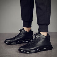 蓋斯公牛（GAISIGONGNIU）馬丁靴男2023新款加絨棉鞋秋冬英倫風(fēng)休閑韓版潮流百搭男士男鞋 BF21-黑色 38