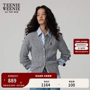Teenie Weenie【趙露思同款】小熊女裝復(fù)古寬松綿羊毛絞花針織開衫 A-灰色 S (160)