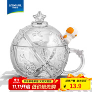 樂唯詩（NERVISHI）玻璃杯高顏值水杯透明玻璃牛奶杯帶把ins風(fēng)奶茶杯早餐杯茶杯 星球杯【透明】320ml1只
