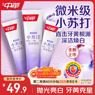 中華小蘇打牙膏深潔雙重亮白去黃口臭牙漬含氟薄荷味120g*3京東自營