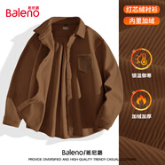 班尼路（Baleno）襯衫男重磅加絨冬季男女同款高級(jí)感保暖外套情侶休閑潮牌紐扣開衫