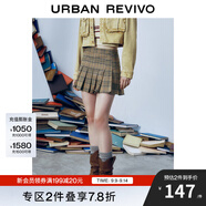 UR秋季新款女復古學(xué)院英倫風(fēng)格紋短款百褶半裙UYU540004 棕色格子 XXS