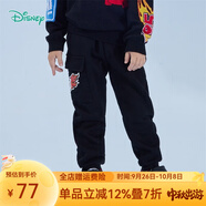 迪士尼寶寶（Disney Baby）迪士尼童裝男童褲子賽車總動(dòng)員閃電麥昆休閑長褲內(nèi)含加絨 黑色 24個(gè)月/身高90cm