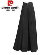 皮爾卡丹（pierre cardin）毛呢闊腿褲新款秋冬高腰寬松顯瘦垂感褲裙甩腿褲長(cháng)款大擺裙褲 深灰黑 L