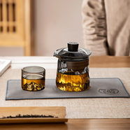 憶壺茶（YIHUTEA）玻璃茶壺蓋碗家用耐熱防燙單個(gè)手抓三才泡茶碗一人飲茶具套裝 【一人飲】(煙灰)奇峰蓋碗+千山杯+茶巾 201mL(含)-300mL(含)