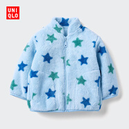 優(yōu)衣庫嬰幼兒寶寶長(cháng)絨搖粒絨拉鏈茄克長(cháng)袖印花外套新款478435 61 水藍色 80