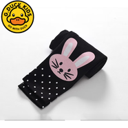 G.duck【JD優(yōu)選】女童打底褲春秋外穿純棉兒童女春款童裝褲子春季1-10歲 典雅黑 小兔打底褲春秋 80 cm