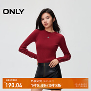 ONLY秋冬簡(jiǎn)約百搭氣質(zhì)刺繡修身圓領(lǐng)針織衫女|124324007 F15 紅色大麗花 M (165) 84A
