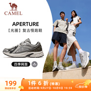 駱駝（CAMEL）復古運動男鞋全地形跑步休閑慢跑鞋子 X14B09L7013 黑/銀 38