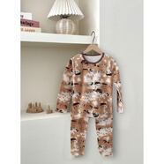 紅豆兒童內(nèi)衣套裝純棉秋衣秋褲童裝無骨睡衣萊卡棉保暖內(nèi)衣打底家居服 咖色小孩 180 cm