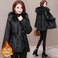 恒源祥大毛領(lǐng)加絨皮棉衣中長(cháng)款2025新款韓版派克服時(shí)尚PU皮衣冬季外套女 黑色【有毛領(lǐng)】 L (建議100斤-115斤)