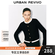 UR秋季新款女裝法式氣質(zhì)小香紐扣口袋針織開衫UWM940029 黑色 M