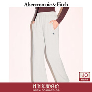 Abercrombie & Fitch經(jīng)典小麋鹿圖案女裝24春秋美式抓絨直筒運動衛(wèi)褲長褲147-4060 淺灰色 XL (170/96A)