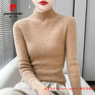 皮爾卡丹（pierre cardin）品牌斷碼撿漏·針織羊毛衫女士一線(xiàn)成衣打底衫半高領(lǐng)秋冬抽條毛衣金駝色S 【收藏加購送禮品】