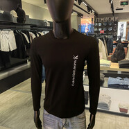 CALVIN KLEIN JEANSCK長(cháng)袖T恤男秋冬2024新款彈力棉休閑圓領(lǐng)青年上衣體恤 黑色 S (100-115)斤