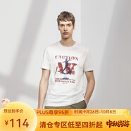 AKSERIESAK男裝輕復(fù)古LOGO大印花親膚透氣圓領(lǐng)潮流休閑短袖T恤男2100242 米白 3XL